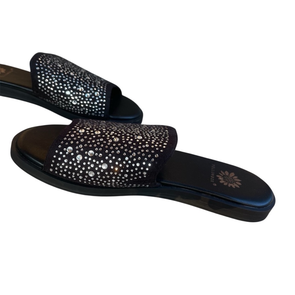 Yellow Box Louie Rhinestone Embellished Black Slide Sandals Size 6 - Picture 4 of 8